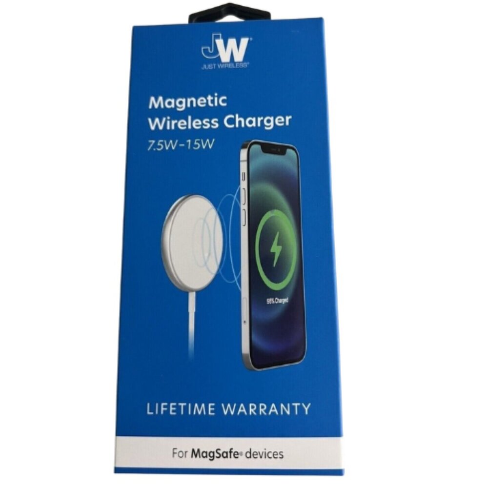 Just Wireless 15W Magnetic Wireless Charger 5ft Cable White